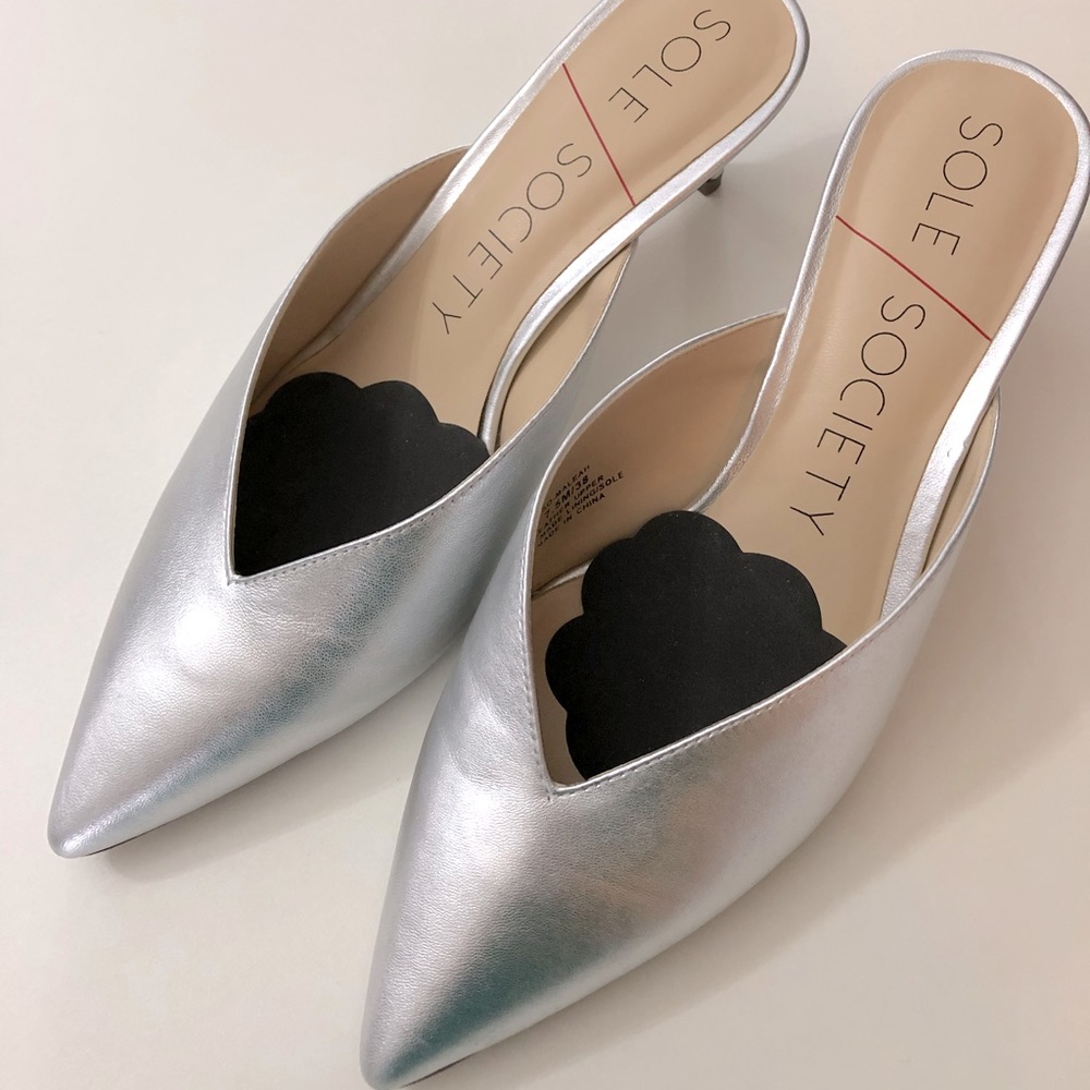 Sole Society silver mules. Size 7.5